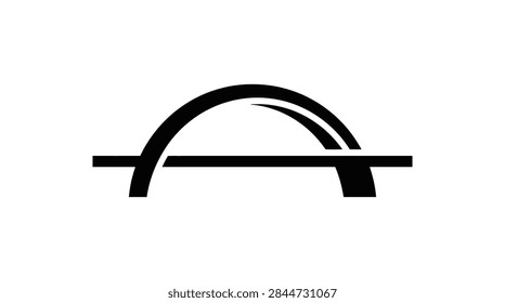 Solid black bridge icon symbolizing connection, civil engineering, and urban infrastructure. Ideal for construction, travel, and logistics industry graphics.