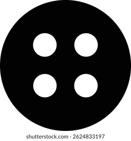 The solid black button has four equally spaced white dots, creating a simple and clean visual for minimalistic designs or practical applications.