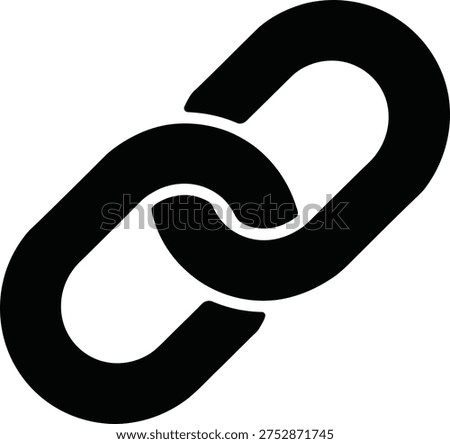 Solid Black Chain Link Icon for Secure Connection, Hyperlink, and Digital Attachment Symbol on White