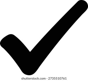 Solid black check mark symbol on a white background with no embellishments