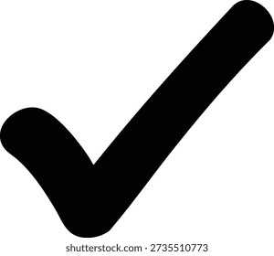 Solid black check mark symbol on a white background with no embellishments