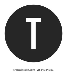 Solid Black Circle with White Letter T - Sleek and Professional Vector Illustration for Logos, Monograms, and Minimalist Design Concepts