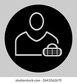 Solid black customer icon with internet globe.