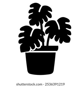 Solid black design icon Beautiful awesome plant