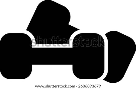 Solid black dumbbell silhouette icon for fitness and training