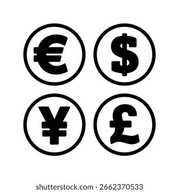 Solid Black Euro Sign on White Background