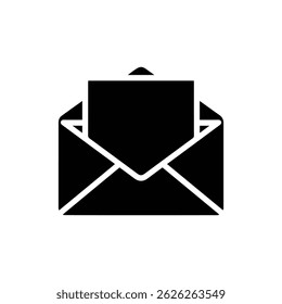 Solid Black Filled Envelope with Paper Coming Out
