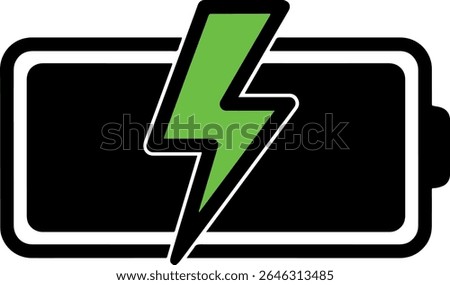 Solid black filled icon representing a fully charged battery. The battery shape is rectangular with four segmented bars filled, indicating 100% charge. 