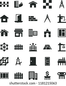 solid black flat icon set house vector, box of bricks, dwelling, brick wall, window, frame, ntrance door, interroom, buildings, city block, tile, ceramic tiles, fence, hedge, paving slab, home, exit