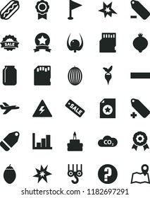 solid black flat icon set danger of electricity vector, minus, add label, remove, pennant, negative histogram, question, winch hook, Hot Dog, birthday cake, medlar, melon, tamarillo, physalis, CO2