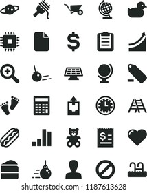 solid black flat icon set prohibition vector, clock face, zoom, woman, remove label, calculator, upload archive data, baby duckling, teddy bear, footprints, big core, building trolley, ladder, heart