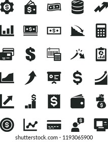 solid black flat icon set bank card vector, growth up, dollar, graph, chart, calculation, cards, column of coins, recession, a crisis, statistical overview, denomination the, financial item, wallet