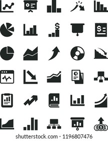 solid black flat icon set growth up vector, pie chart, bar, line, graph, negative, histogram, positive, cardiogram, recession, a crisis, statistical report, scheme, hierarchical, ring diagram, board