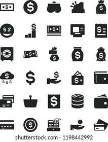 solid black flat icon set bank card vector, purse, strongbox, cards, shopping basket, column of coins, denomination the dollar, article on, financial item, get a wage, catch coin, wallet, money, atm