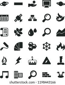 solid black flat icon set monitor window vector, minus, line chart, brick wall, new roller, sample of colour, city block, lightning, flowchart, planet, torte, honeycombs, hot pepper, drop, calendar