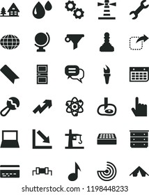 Solid Black Flat Icon Set Bookmark Vector, Bank Card, Growth Up, Negative Chart, Chest Of Drawers, Beanbag, Interroom Door, Brick, Index Finger, Globe, Move Right, Drop, Tower Crane, Lighthouse