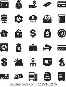 solid black flat icon set bank card vector, purse, dollar, buildings, big data server, strongbox, jam, reverse side of a, front the, column coins, denomination, get wage, money, dollars, cashbox