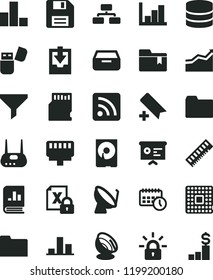 solid black flat icon set floppy disk vector, add bookmark, folder, rss feed, bar chart, negative histogram, download archive data, flowchart, drawer, processor, satellite dish, filter, agenda, hdd