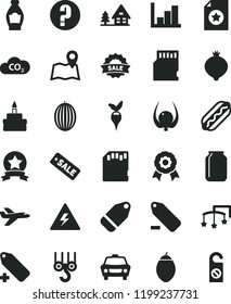 solid black flat icon set danger of electricity vector, add label, remove, negative histogram, question, toys over the cot, winch hook, car, Hot Dog, birthday cake, bottle, medlar, melon, tamarillo
