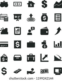 solid black flat icon set bank card vector, dollar, line chart, growth, new abacus, calculation, case, drawer, recession, statistical report, denomination of the, financial item, catch a coin, purse