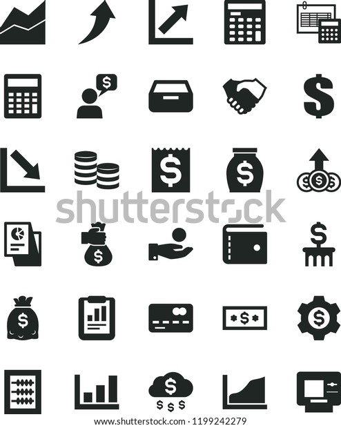 Solid Black Flat Icon Set Purse Stock Vector Royalty Free 1199242279