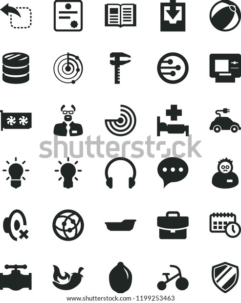 solid black flat icon set silent mode vector,\
download archive data, baby bath ball, tricycle, speech, book,\
headphones, suitcase, move left, chili, lime, valve, electric car,\
calipers, agenda, bulb