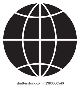 Solid black globe glyph icon
