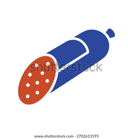 Solid black glyph icon of a cured salami stick, perfect for deli branding, Italian food, or butcher shop advertisements.
