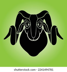 Solid Black Goat Logo Vector Illustration