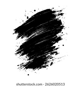 Solid black grungy brush stroke , black color paint brush stroke