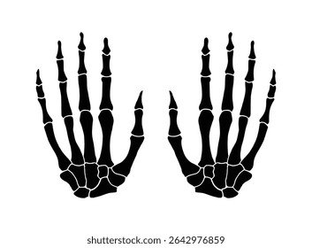 Solid black hand bone icon vector symbol