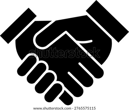 Solid black handshake deal partnership icon