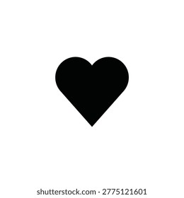 Solid black heart, classic icon representing love, affection, passion, romance, care, like, favorite, health, emotion, or support symbol.