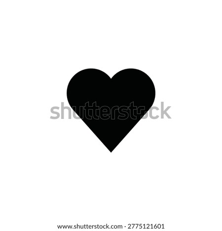 Solid black heart, classic icon representing love, affection, passion, romance, care, like, favorite, health, emotion, or support symbol.