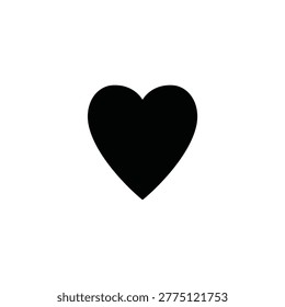Solid black heart icon on white background, symbolizing love, like, affection, romance, or favorite button.