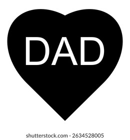 Coração preto sólido com texto 'DAD' branco no centro.