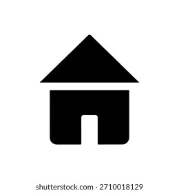 Solid Black House Home Icon Silhouette on White Background