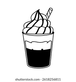 Solid Black Ice Cream Cup Vector Illustration