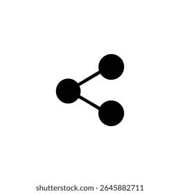 Solid black icon of the Android share symbol, composed of three filled circles connected by thick lines in a V-shape. Isolated on a white background.
