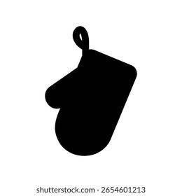Icono negro sólido de un guante del horno para la seguridad de la cocina y la manipulación de las sartenes calientes