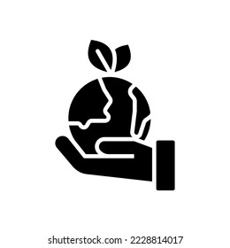 Solid black Icon of Save Earth and Ecology, include leaf, tree, industry, nature, badge and more. editable file, easy to uses, glyph icon style.