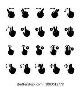 Solid black icon set of Touch Gestures. Pixel perfect icons