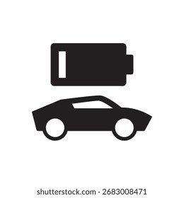 Solid black icon showing a car with medium battery level status.