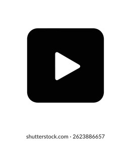 Solid Black Icon Square with Play Triangle Cutout Center