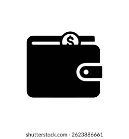 Solid Black Icon Wallet with Money Symbol Inside