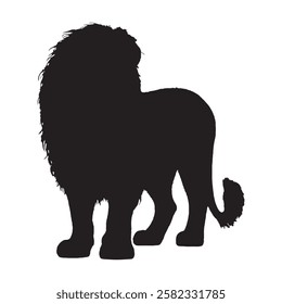 Solid Black Lion Silhouette Vector - Lion Silhouette - Lion Vector - Lion Illustration 