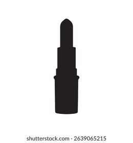 A solid black lipstick silhouette stands out, a symbol of beauty and elegance in a minimalist design style