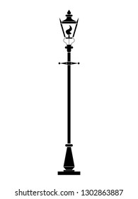 solid black London lamppost design. vector. 