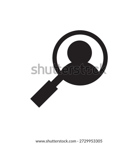 Solid black magnifying glass over user profile