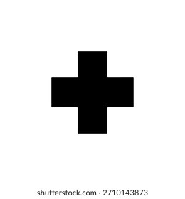 Solides schwarzes medizinisches Kreuz Erste-Hilfe-Symbol auf weißem Hintergrund